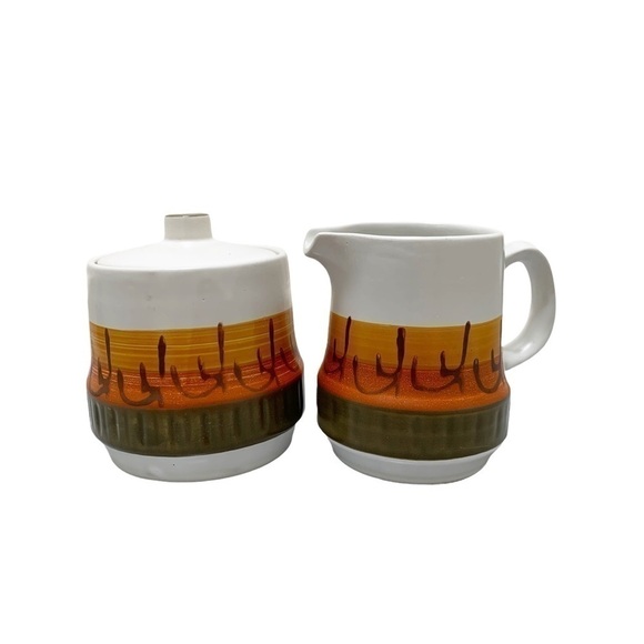 Vintage Casual Ceram Japan Cream and Sugar Set Galaxy Stoneware - Picture 1 of 10